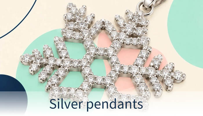 Snowflake pendant made of 925 sterling silver with sparkling gemstones.