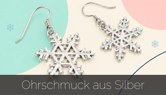 Ohrschmuck als Schneeflocke und Eiskristall aus 925 Sterlingsilber zu Weihnachten