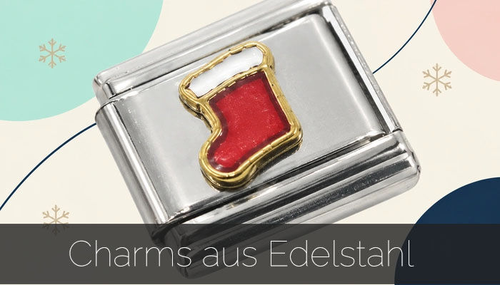 Charms mit vielen Weihnachtsmotiven aus Edelstahl