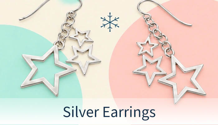 Silver drop earrings featuring three open stars arranged one below the other.