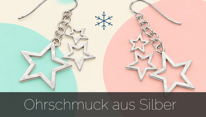Ohrschmuck aus 925 Sterlingsilber Sternmotive zu Weihnachten