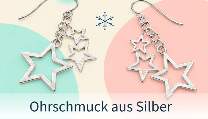 Ohrschmuck aus 925 Sterlingsilber Sternmotive zu Weihnachten