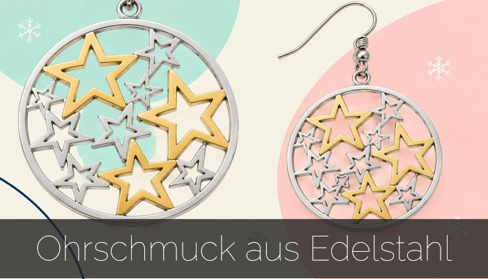 Ohrschmuck Sonne Mond und Sterne aus Edelstahl als Weihnachtsgeschenk