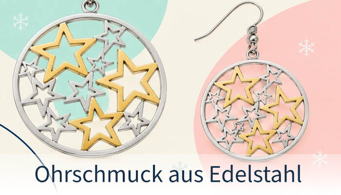 Ohrschmuck Sonne Mond und Sterne aus Edelstahl als Weihnachtsgeschenk