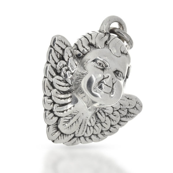 925 Sterling Silberanhänger - Engelskopf