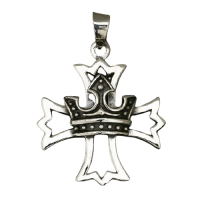 925 Sterling Silberanhänger - Krone mit Kreuz...