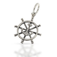 925 Sterling Silver Pendant - Steering Wheel with Anchor...