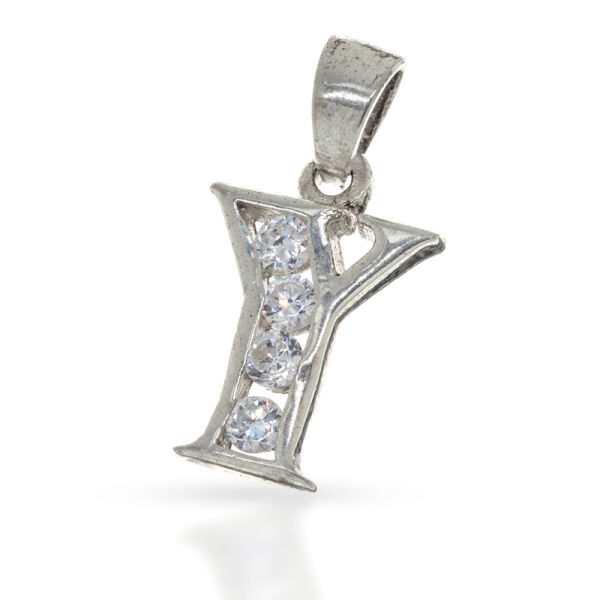 Buchstaben-Anhänger Y mit hellen Ziersteinen aus 925er Silber