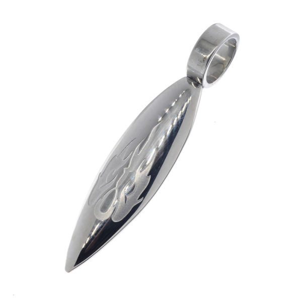 Stainless Steel Pendant - Flame Surfboard