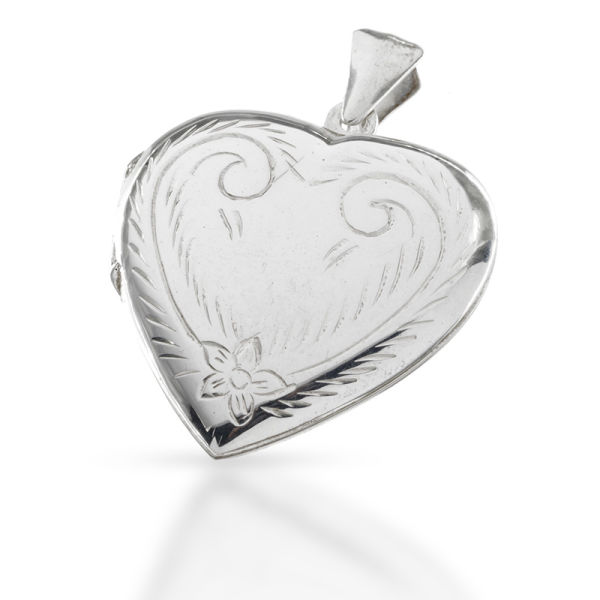 925 Sterling Silber Medaillon Herz 35 x 33 x 8  mm "Esra"