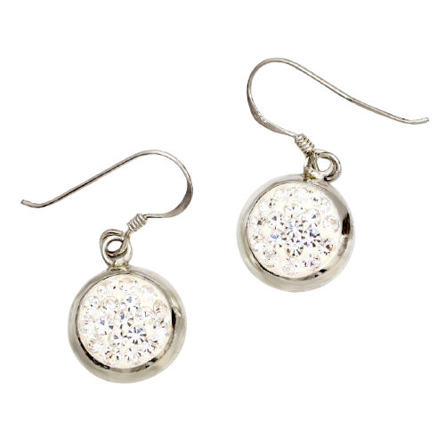 Ohrhänger 925er Sterling Silber mit weißen Steinen - 12mm