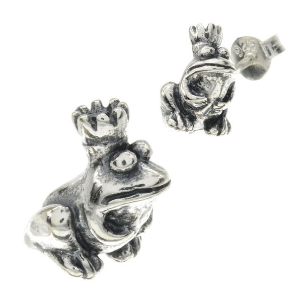 Silver Stud Earrings - Frog King
