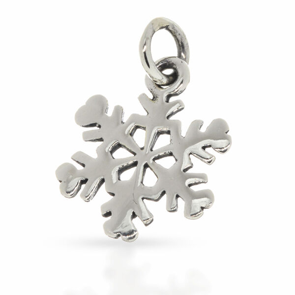 925 Sterling Silver Pendant – Small Snowflake with Rounded Branches