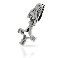 Small Wolf Cross with Sculpted Animal Head in 925...