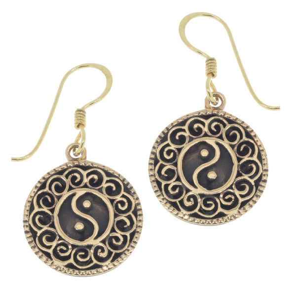 Bronzeohrringe Yin und Yang