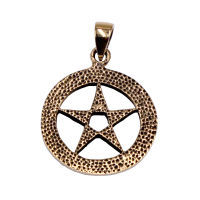 Bronze Pendant - Pentagram In A Rune Circle