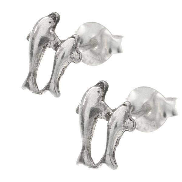 Silberohrstecker - Doppel-Delphin