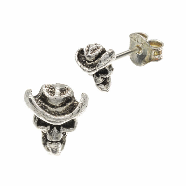 Silberohrstecker - Totenkopf mit Hut