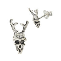 Silberohrstecker - Totenkopf mit Geweih