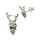 Silver Stud Earrings - Skull with Antlers