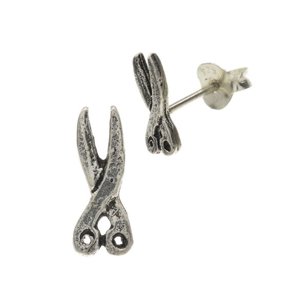 Silver ear studs - Scissors