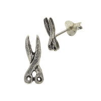 Silver ear studs - Scissors