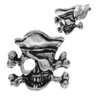 925 Sterling Silberohrstecker - Totenkopf mit Augenklappe