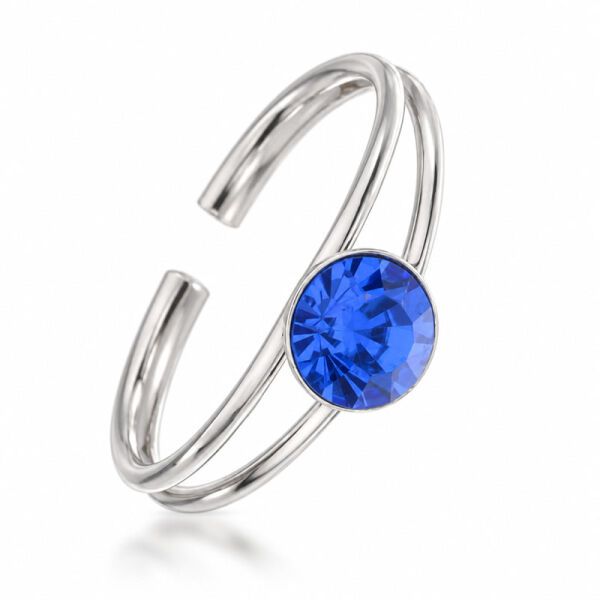 925 Sterling Silberring / Kinder- und Zehenring "Blauer Stein"