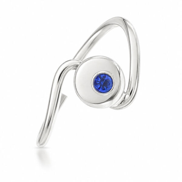 Zehenring / Kinderring aus 925er Silber mit blauem Akzent in runder Fassung