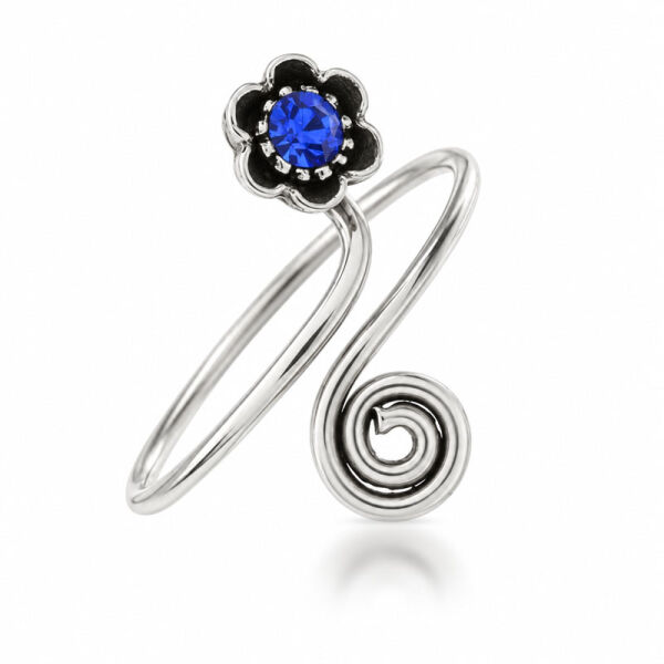 925 Sterling Silver Toe Ring / Childrens Ring with Flower and Spiral