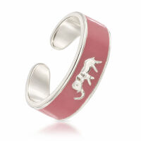 925 Sterling Silver Toe Ring / Childrens Ring with Elephant and Red Inlay