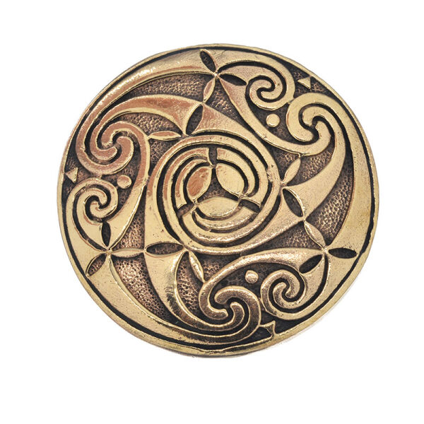 Bronze Brooch Celtic Spiral Ornament Round