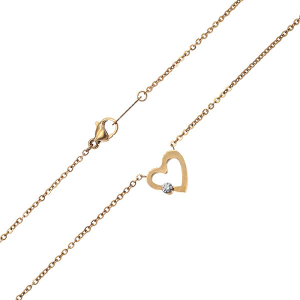 1 mm Edelstahlkette Ankerkette Rosegold mit Herzanhänger