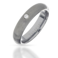 Wolframring 5 mm mattiert mit Stein