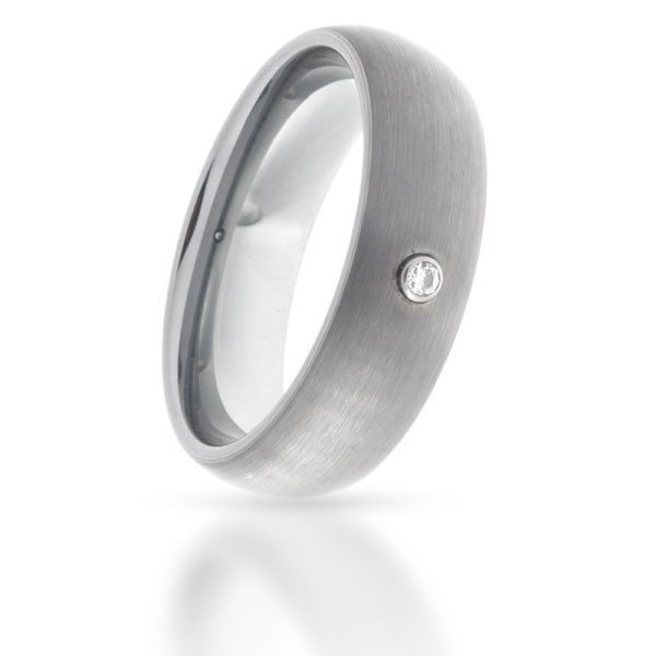Wolfram-Ring 7 mm mattiert mit Stein