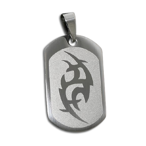 Edelstahlanhänger - Dogtag mit Tribal