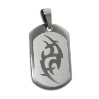 Edelstahlanhänger - Dogtag mit Tribal