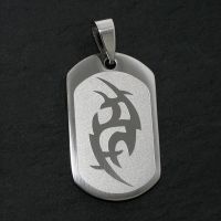 Edelstahlanhänger - Dogtag mit Tribal
