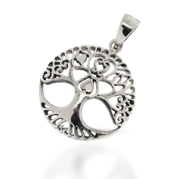 Yggdrasil Pendant with Heart Canopy in 925 Sterling Silver