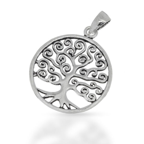 Tree of Life Pendant with Spiral Branches in 925 Sterling Silver