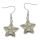 Stainless Steel Drop Earrings – Two-Tone Star with Floral Ornaments