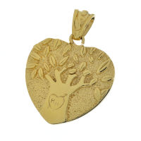 Edelstahlanhänger - Herz mit Baum PVD goldfarben