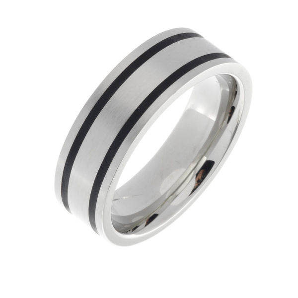 stainless steel ring/blackinlay