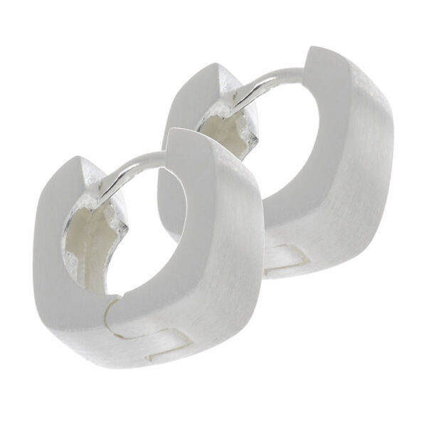 Silver Earrings - Clasp Hoops, Matte Finish