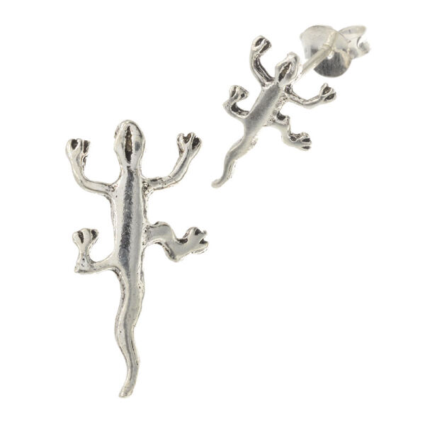 Silver Stud Earrings - Gecko