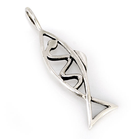 925 Sterling Silberanhänger - Ichthys mit Schlange