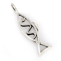 925 Sterling Silberanhänger - Ichthys mit Schlange