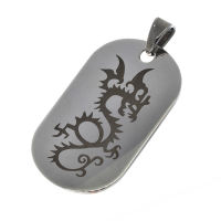 Stainless steel pendant - dogtag dragon