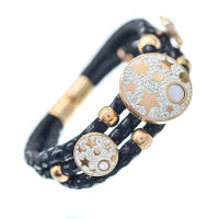 Lederarmband mit Edelstahl und Steinchen