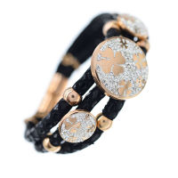Lederarmband mit Edelstahl und Steinchen